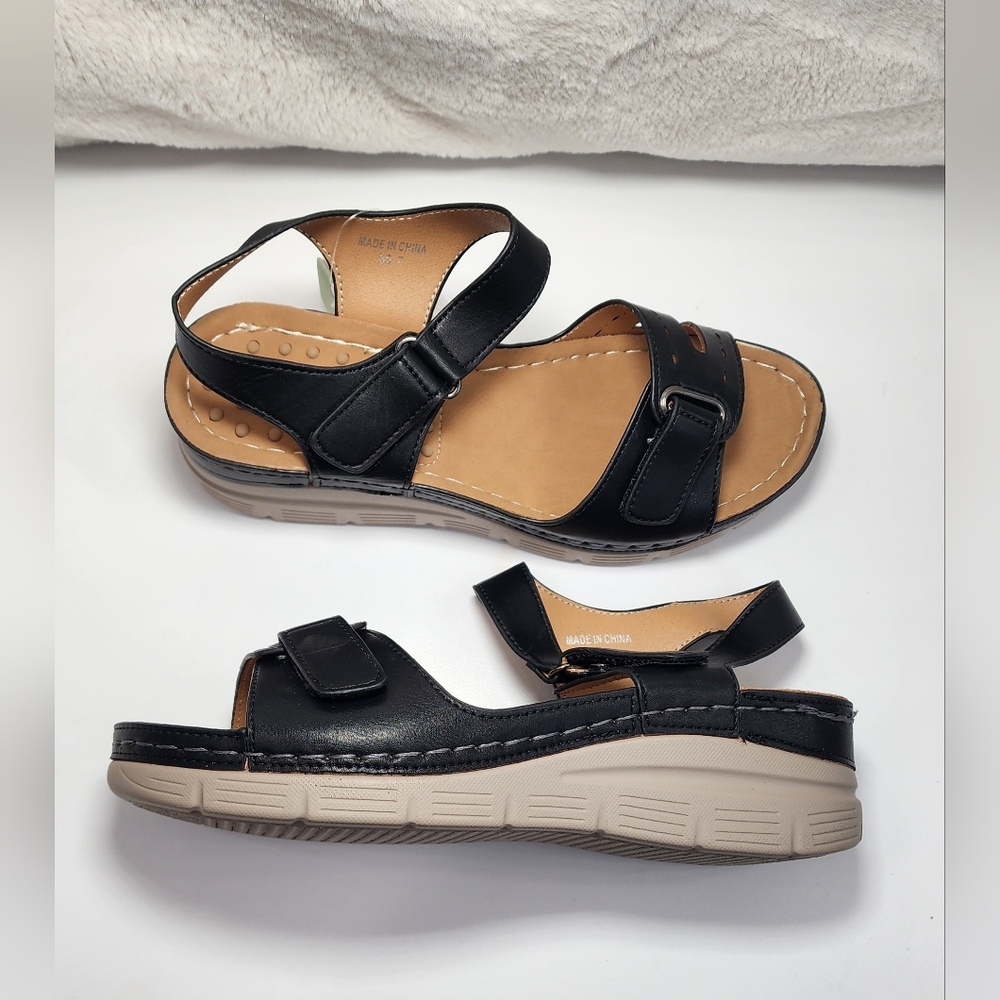 NWOB ORTOREX by Ortho+Rest Black Massage Sandals-Happer Lightweight Size 7